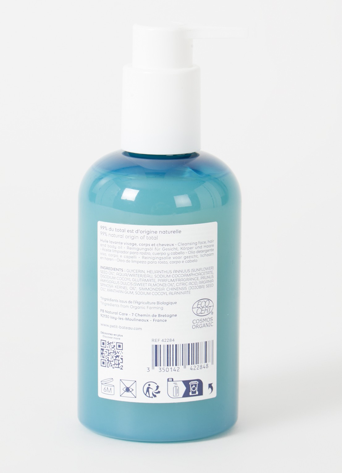 Petit Bateau Cleansing Face & Body Oil - gezichts- en lichaamsolie - voorkant 2 lichtblauw