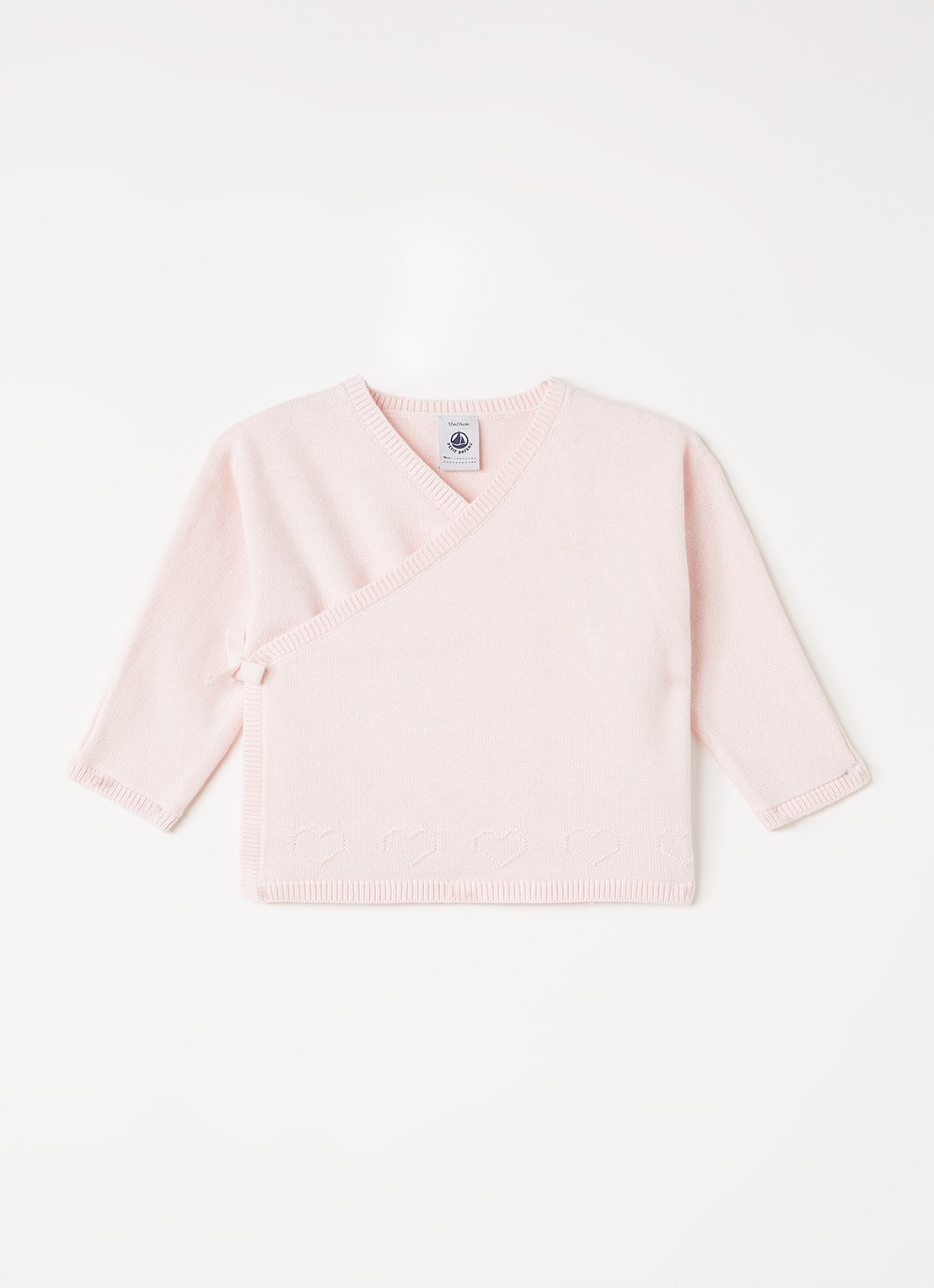 Petit Bateau Fijngebreid vest met overslag - voorkant lichtroze