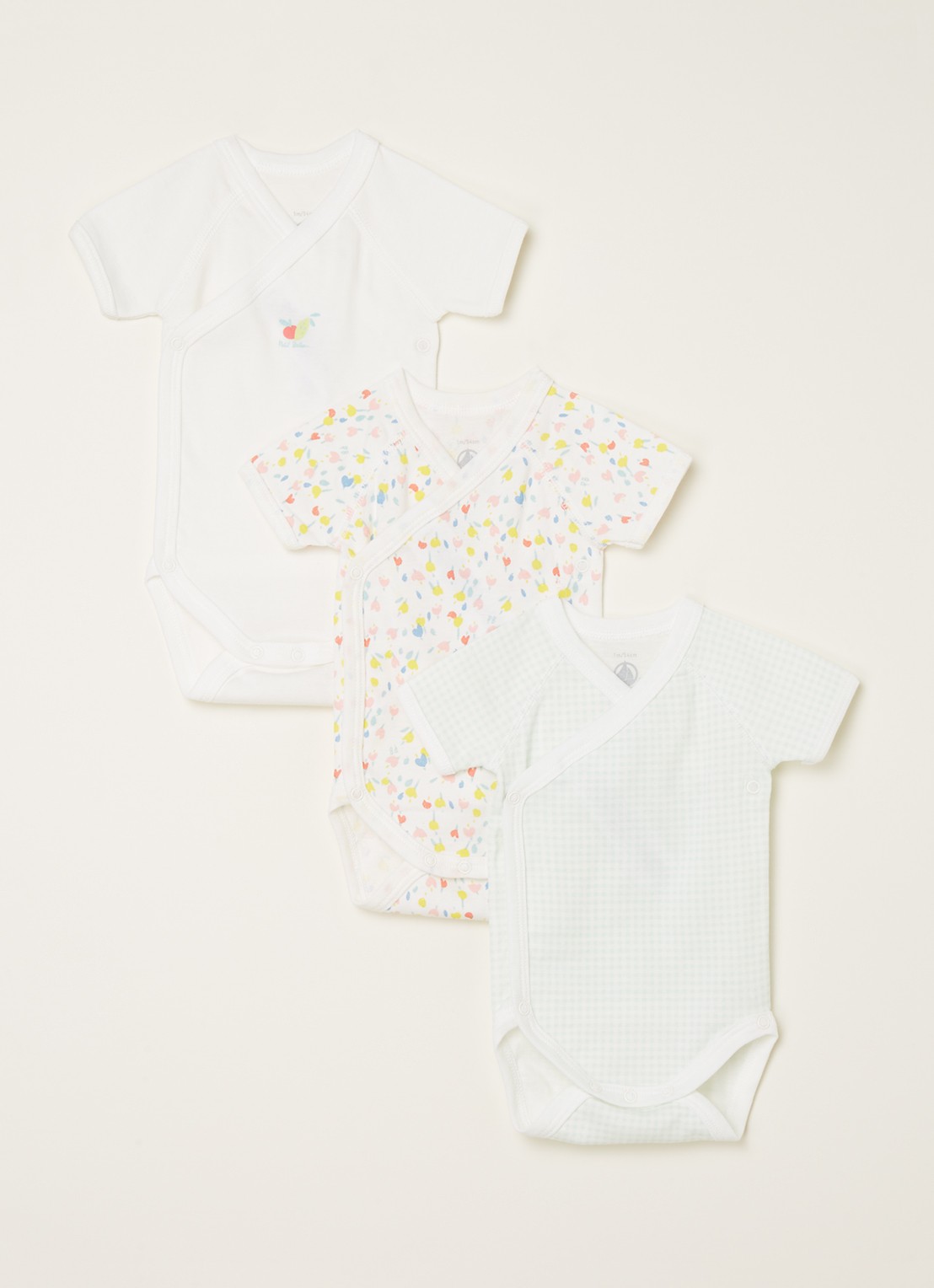 Petit Bateau Giftset met romper in 3-pack - voorkant gebroken wit