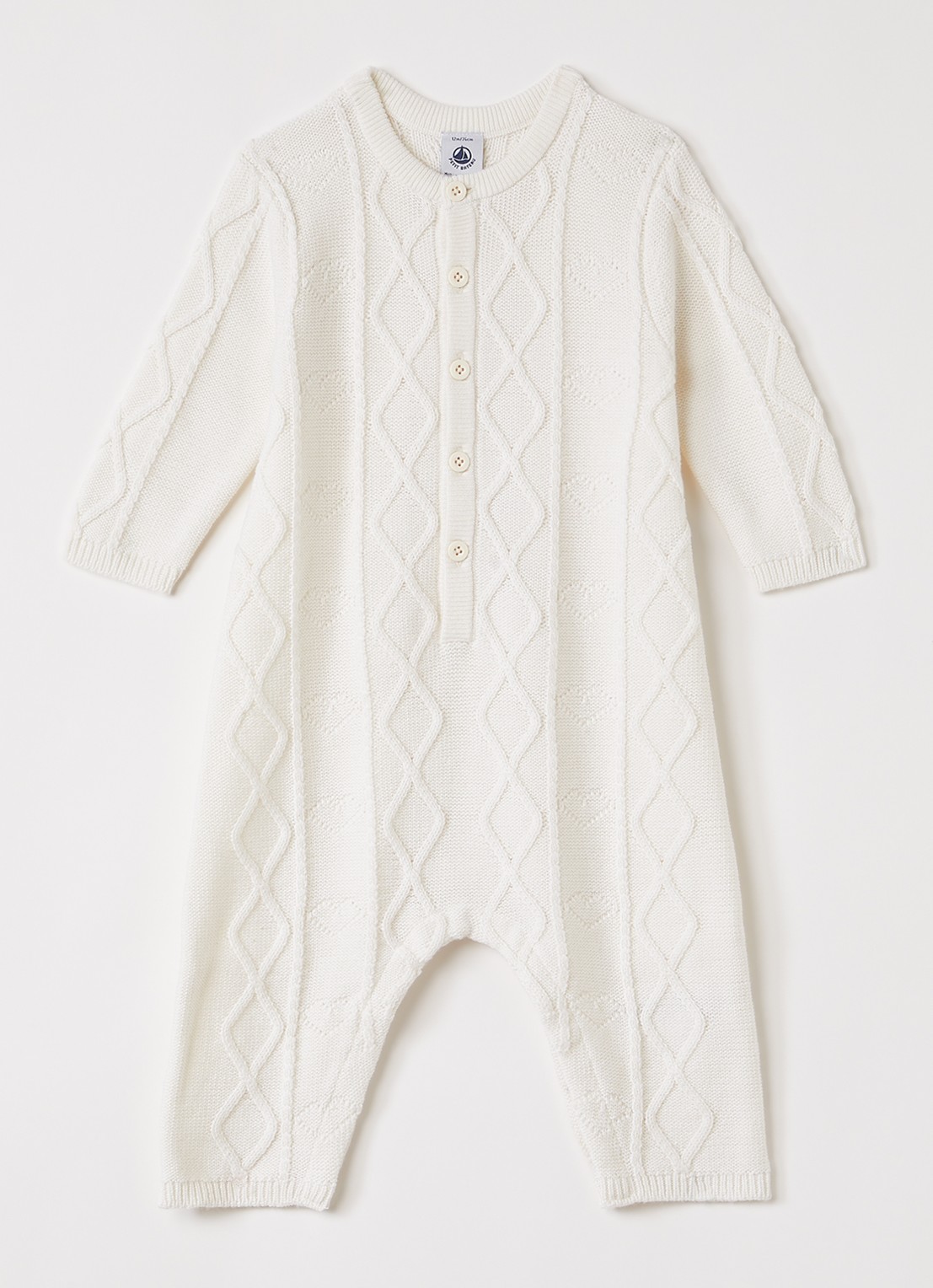 Petit Bateau Grofgebreid babypak - voorkant beige