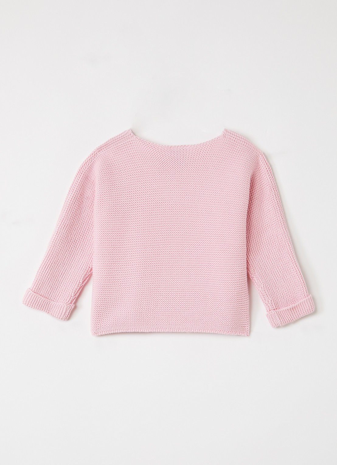 Petit Bateau Grofgebreid vest met ronde hals - achterkant roze