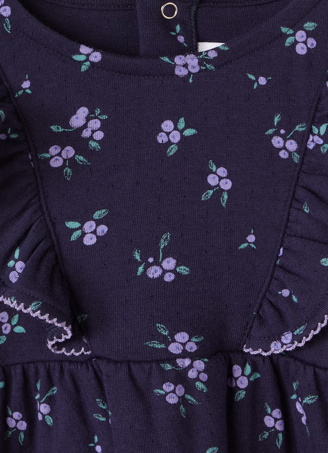 Petit Bateau Jurk met bloemenprint - detail 3 donkerblauw