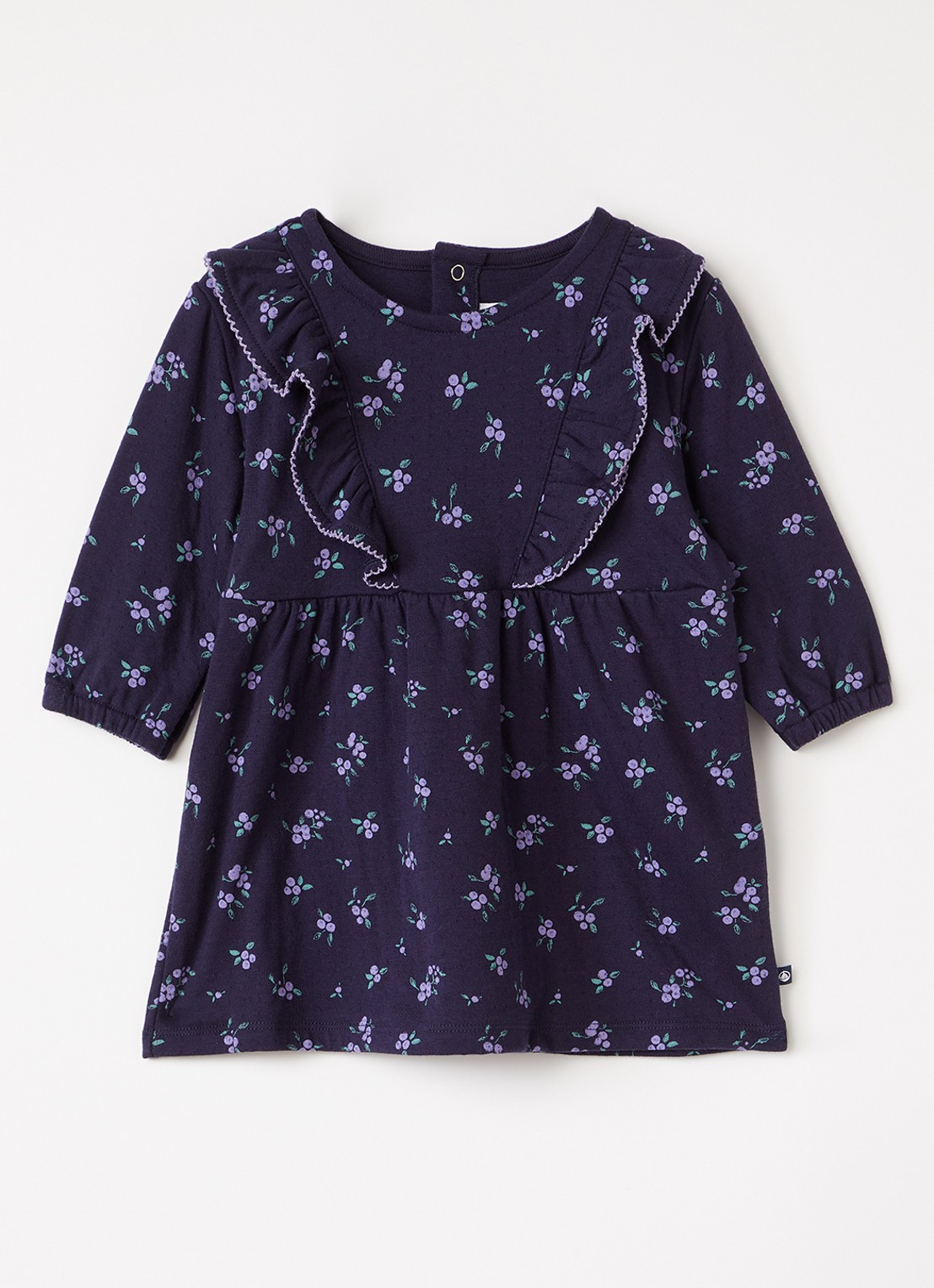 Petit Bateau Jurk met bloemenprint - voorkant donkerblauw