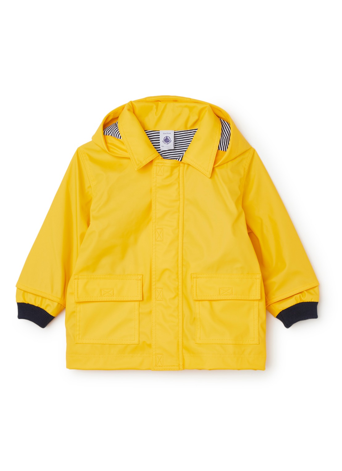 Petit Bateau Regenjas met capuchon en opgestikte zakken - voorkant geel
