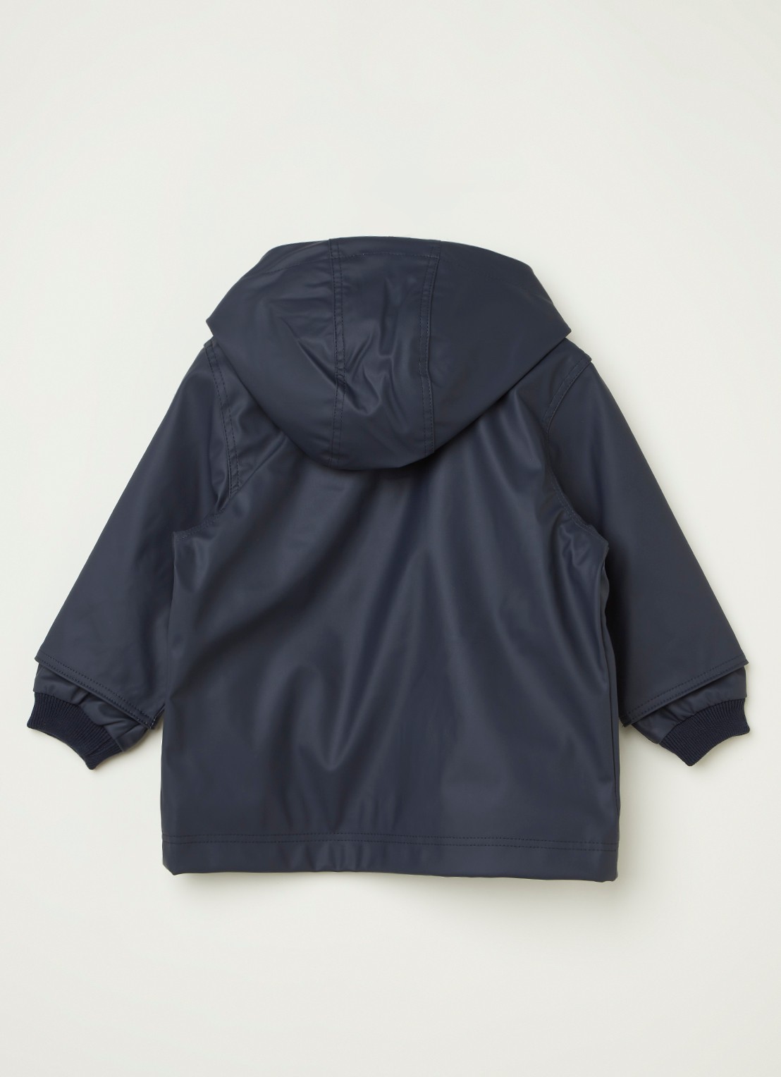 Petit Bateau Regenjas met capuchon en opgestikte zakken - achterkant blauw