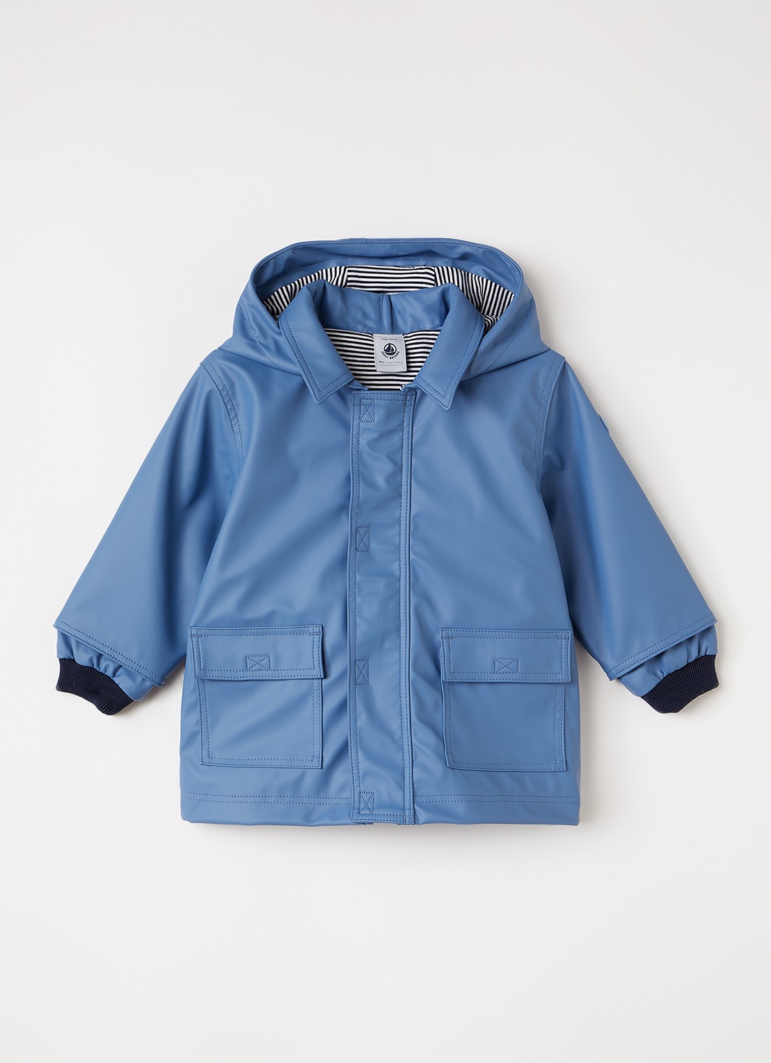 Petit Bateau Regenjas met capuchon - voorkant 2 lichtblauw