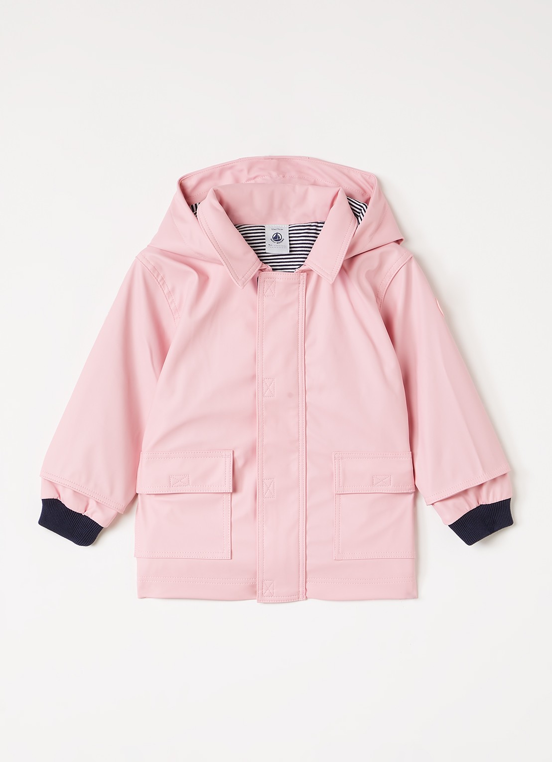 Petit Bateau Regenjas met capuchon - voorkant 2 roze