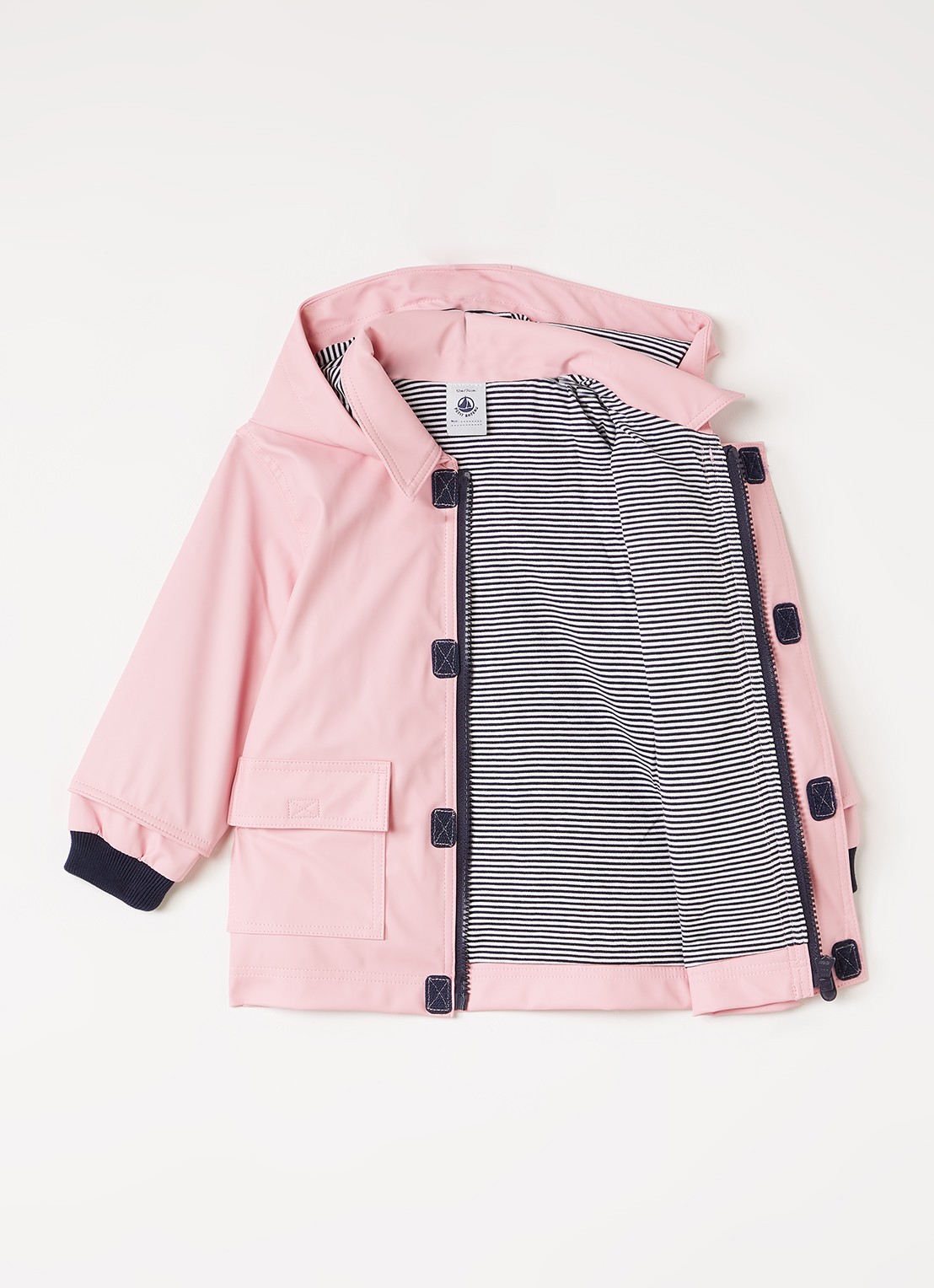 Petit Bateau Regenjas met capuchon - voorkant 3 roze