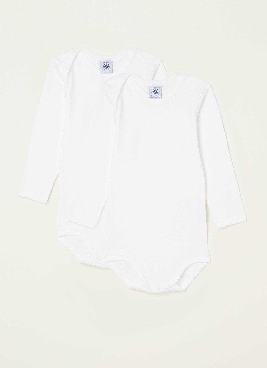 Petit Bateau Romper in 2-pack - voorkant wit