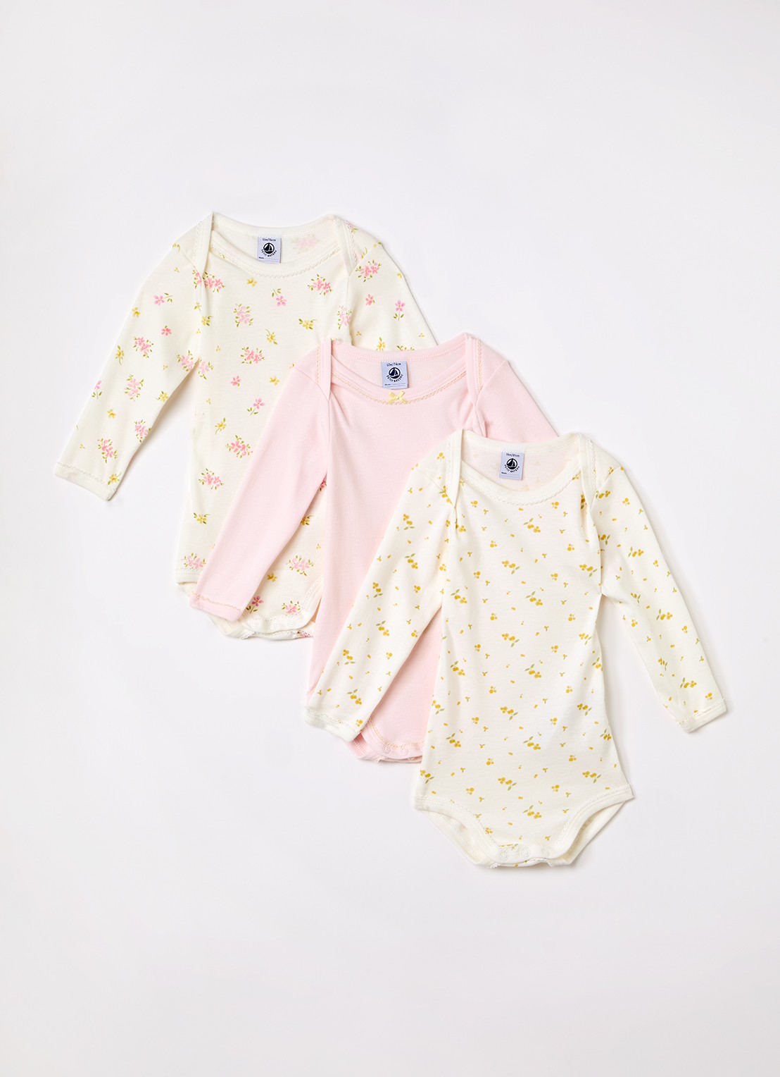 Petit Bateau Romper in giftbox 3-delig - voorkant roze