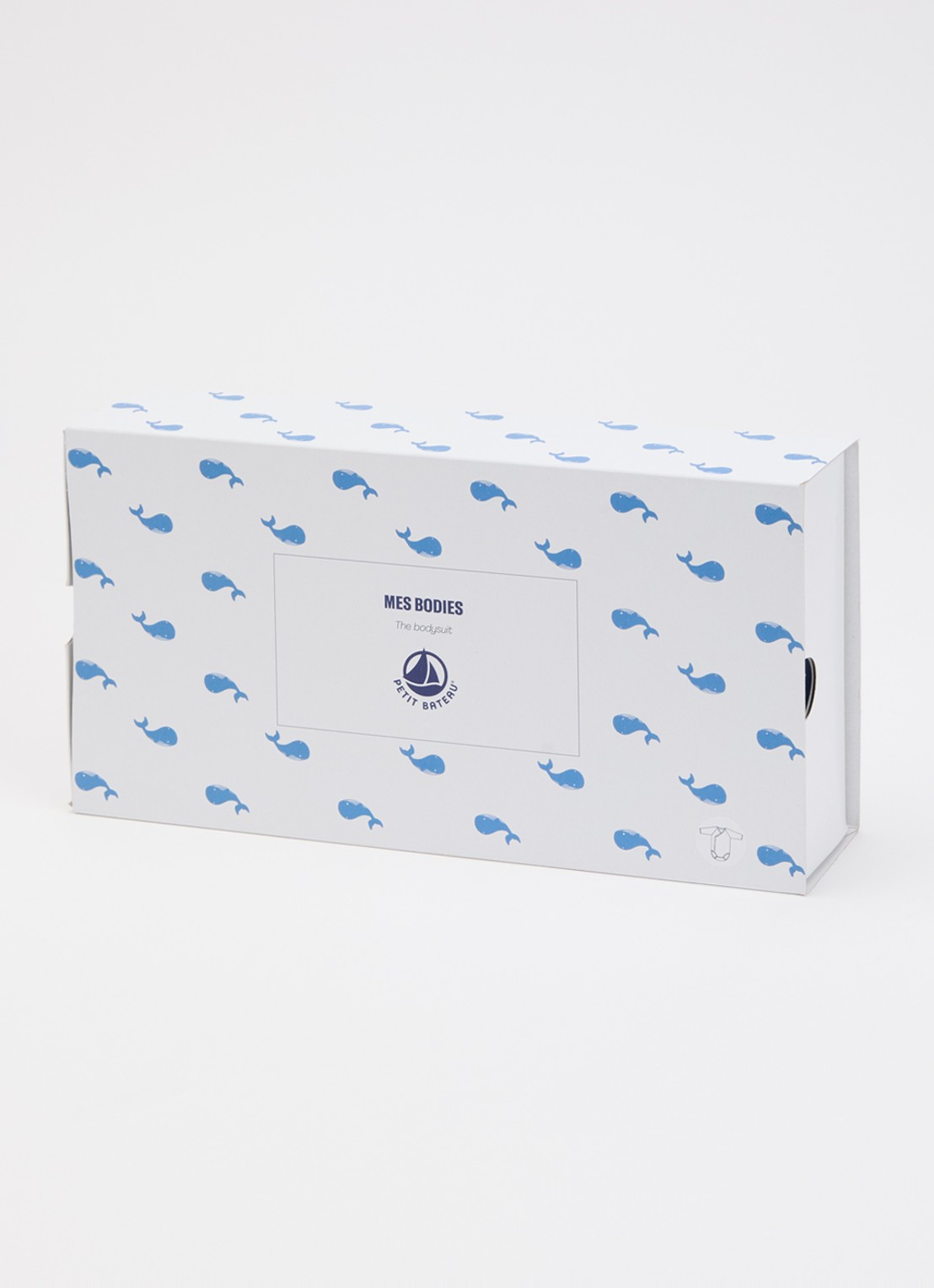 Petit Bateau Romper met print in giftbox 5-delig - detail lichtblauw
