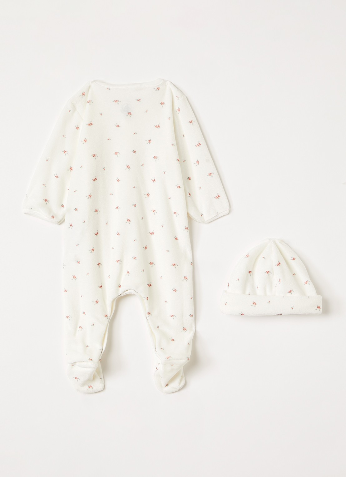 Petit Bateau Set van babypak met muts in giftbox 2-delig - voorkant 3 gebroken wit