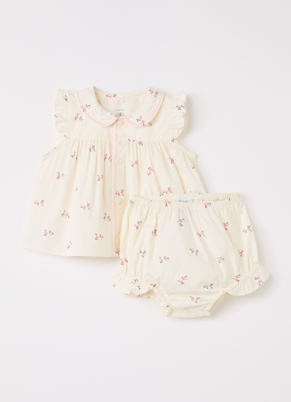 Petit Bateau Set van jurk met bloomer 2-delig - voorkant creme