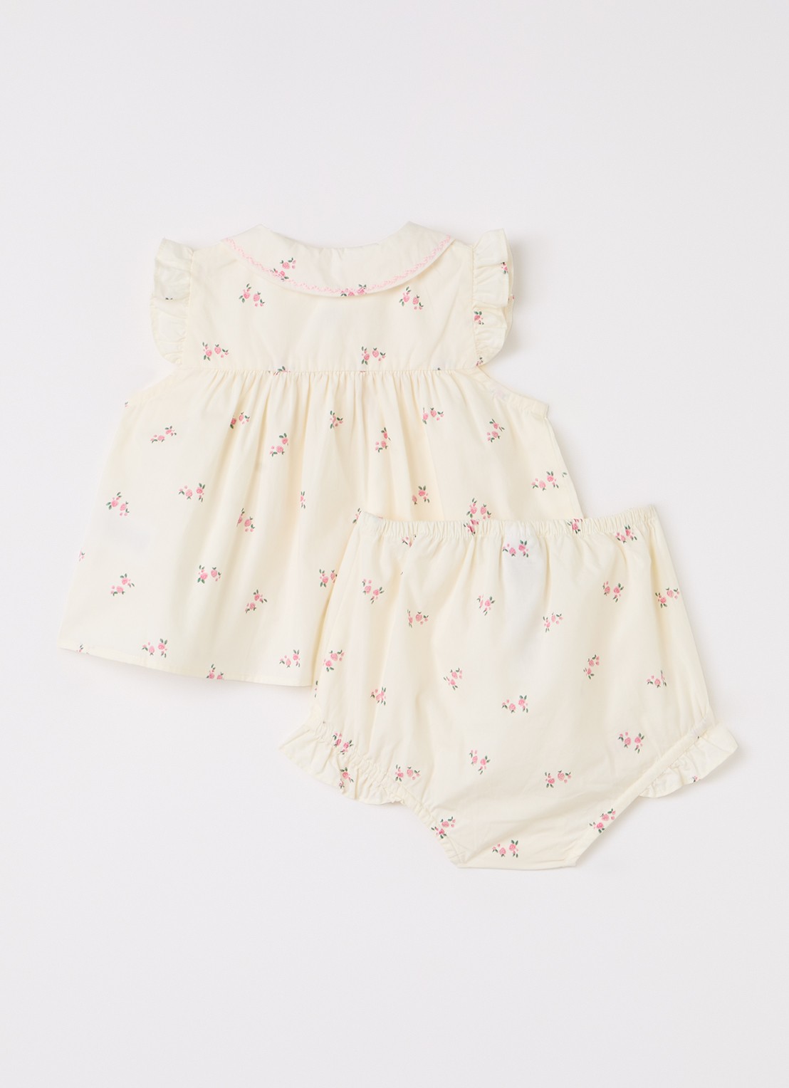 Petit Bateau Set van jurk met bloomer 2-delig - voorkant 2 creme