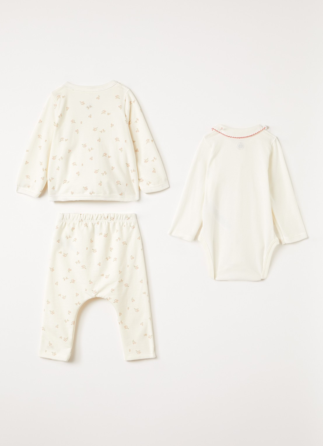 Petit Bateau Set van top met legging en romper 3-delig - voorkant 2 gebroken wit