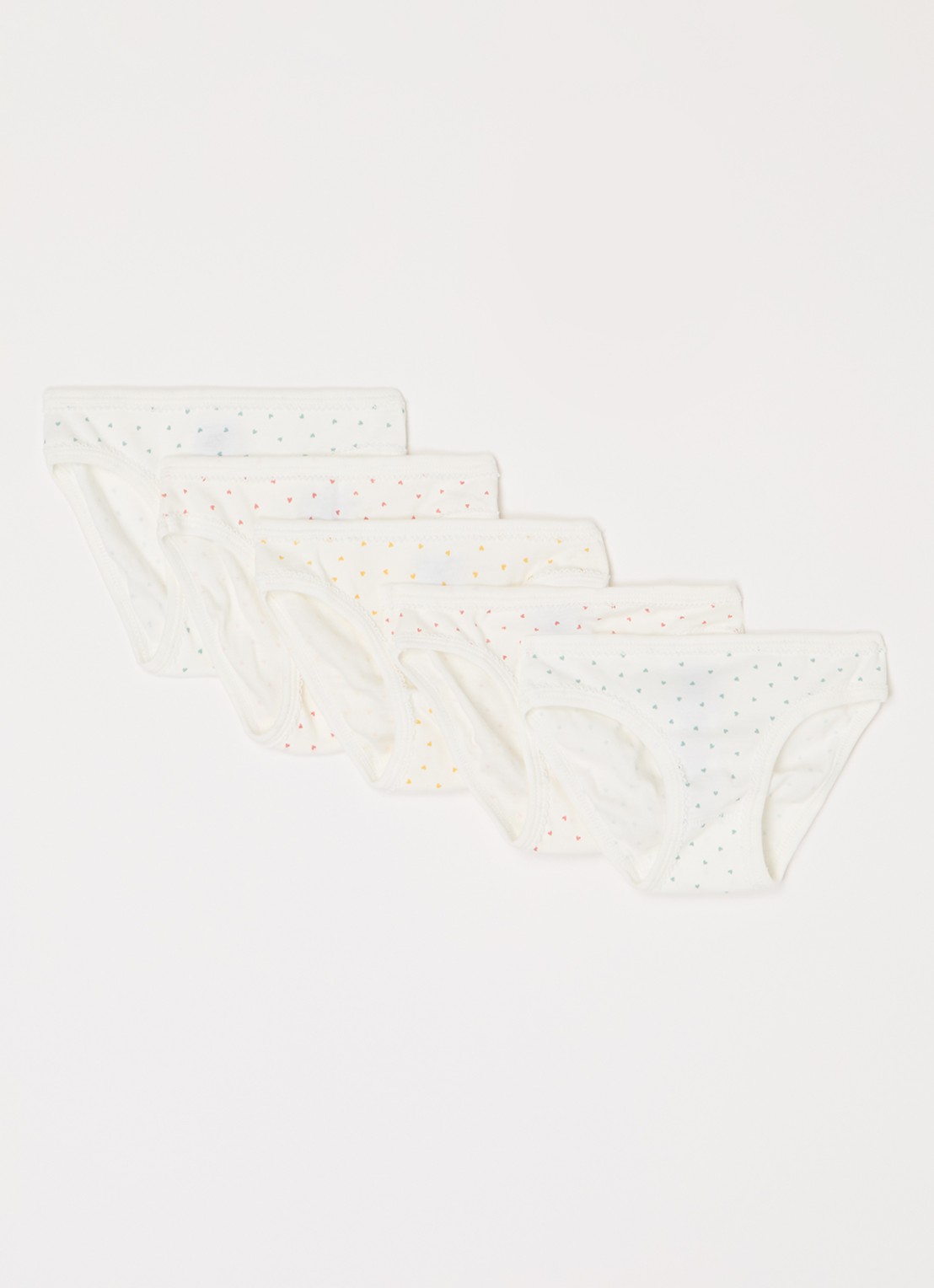Petit Bateau Slip met print in 5-pack - voorkant gebroken wit