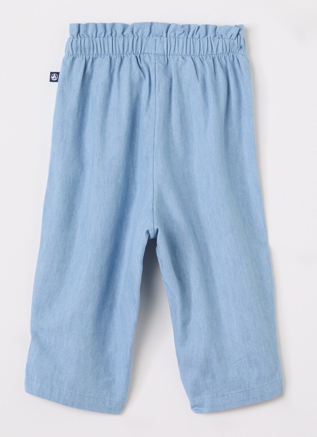 Petit Bateau Straight fit broek van chambray - voorkant 2 blauw