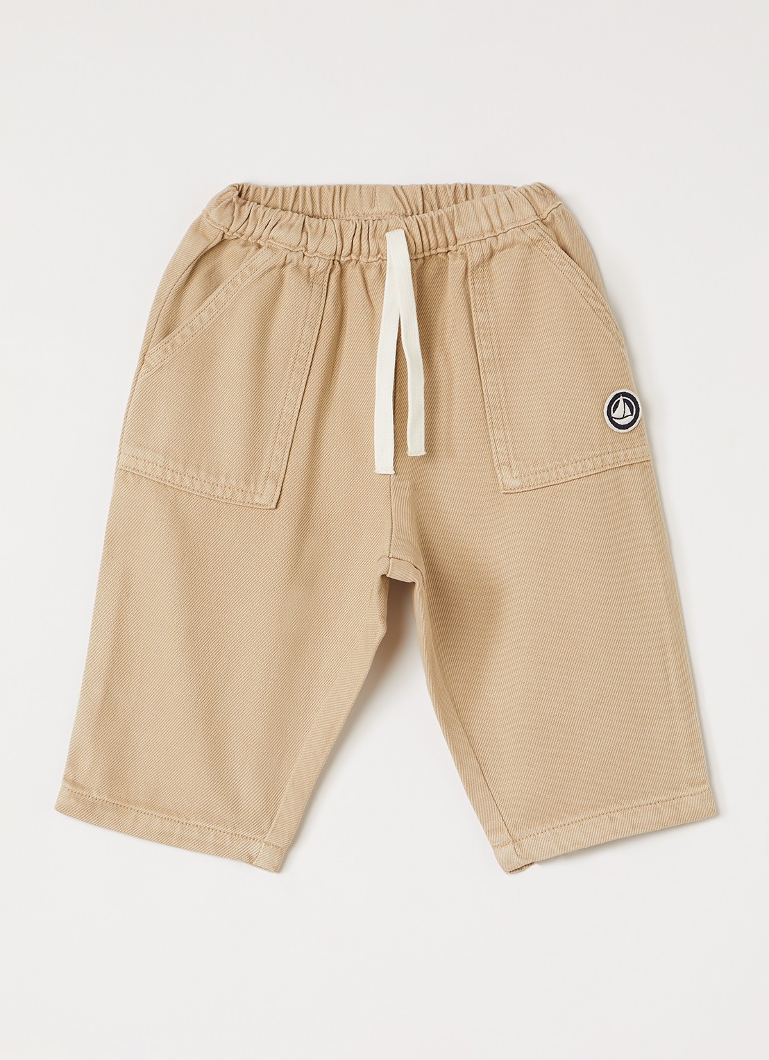 Petit Bateau Straight fit chino met logo - voorkant 2 beige