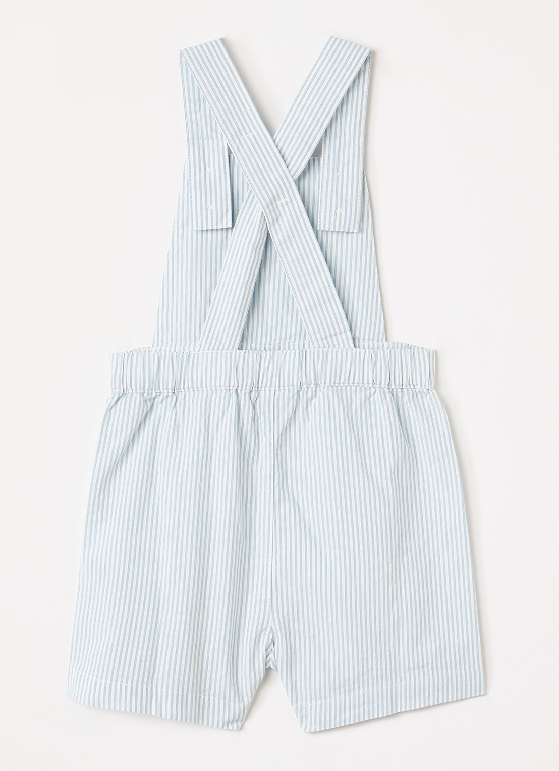 Petit Bateau Straight fit korte tuinbroek met streepprint - voorkant 2 staalblauw