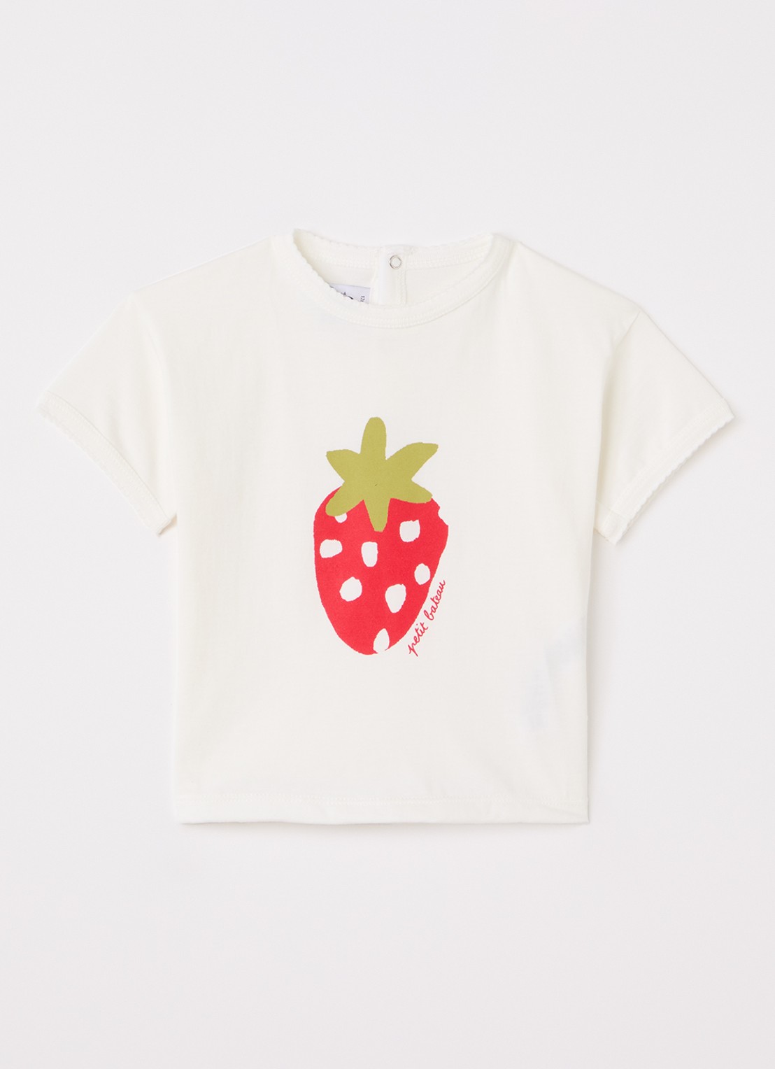 Petit Bateau T-shirt met print - voorkant gebroken wit