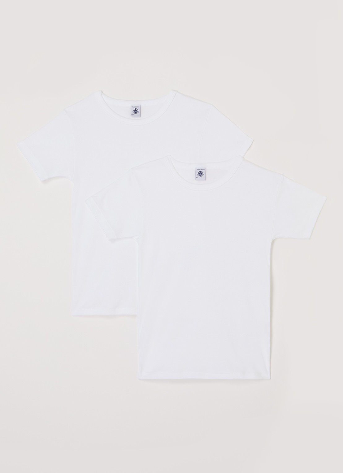 Petit Bateau T-shirt met ronde hals in 2-pack - voorkant wit