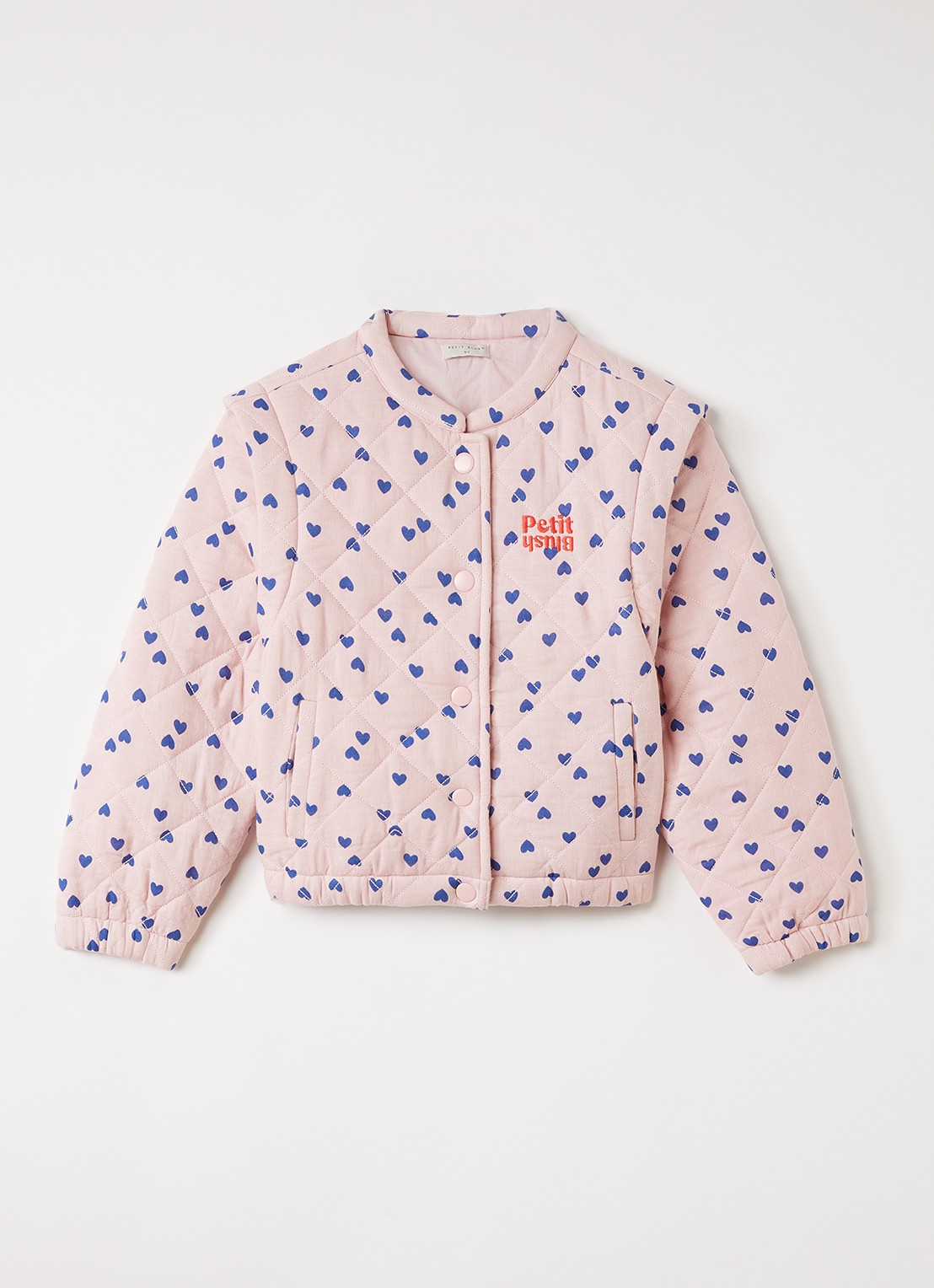Petit Blush Bomberjack met print - voorkant roze