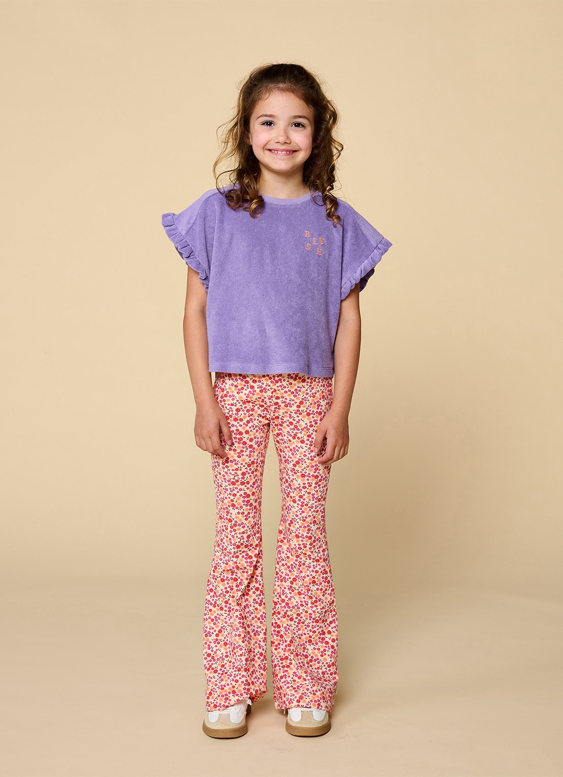 Petit Blush Flared fit legging met bloemenprint - voorkant 4 rood