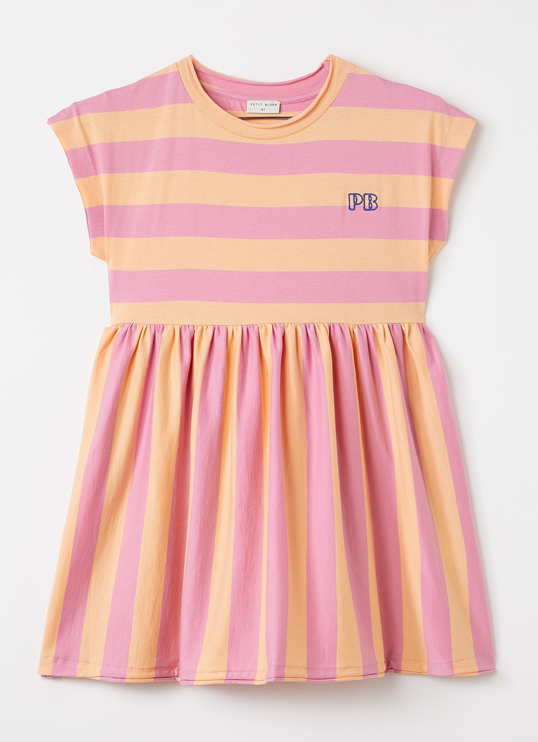 Petit Blush Jurk met streepprint - voorkant 2 roze