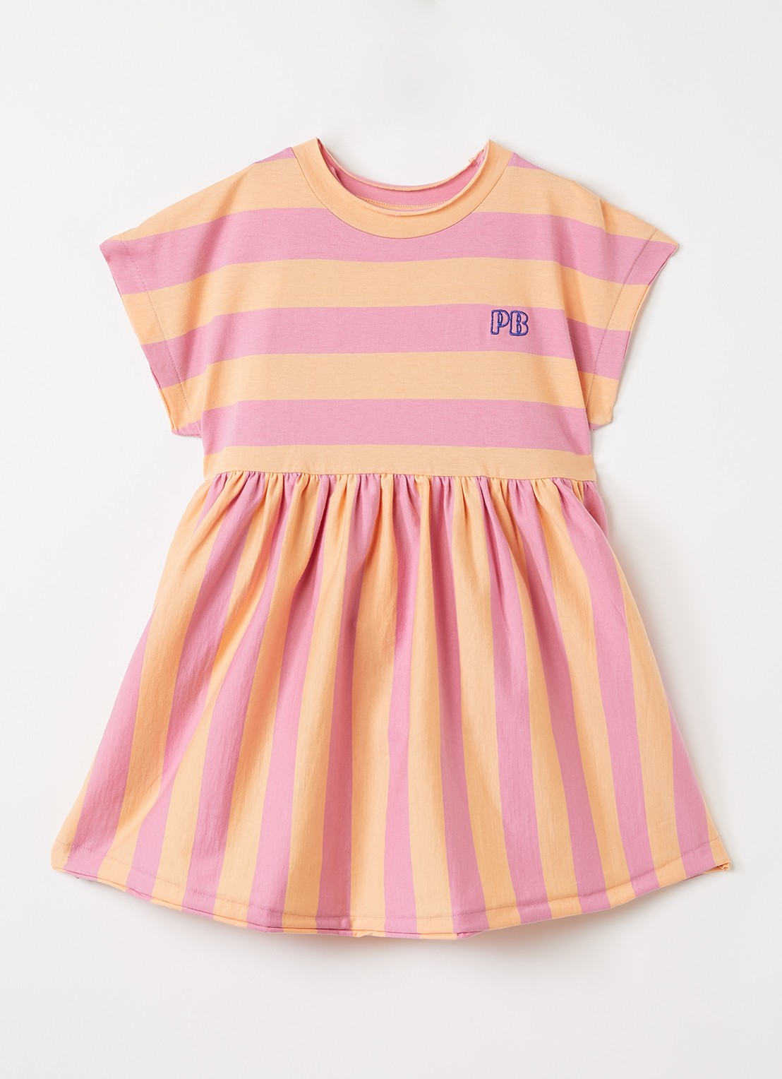 Petit Blush Jurk met streepprint - voorkant 4 roze