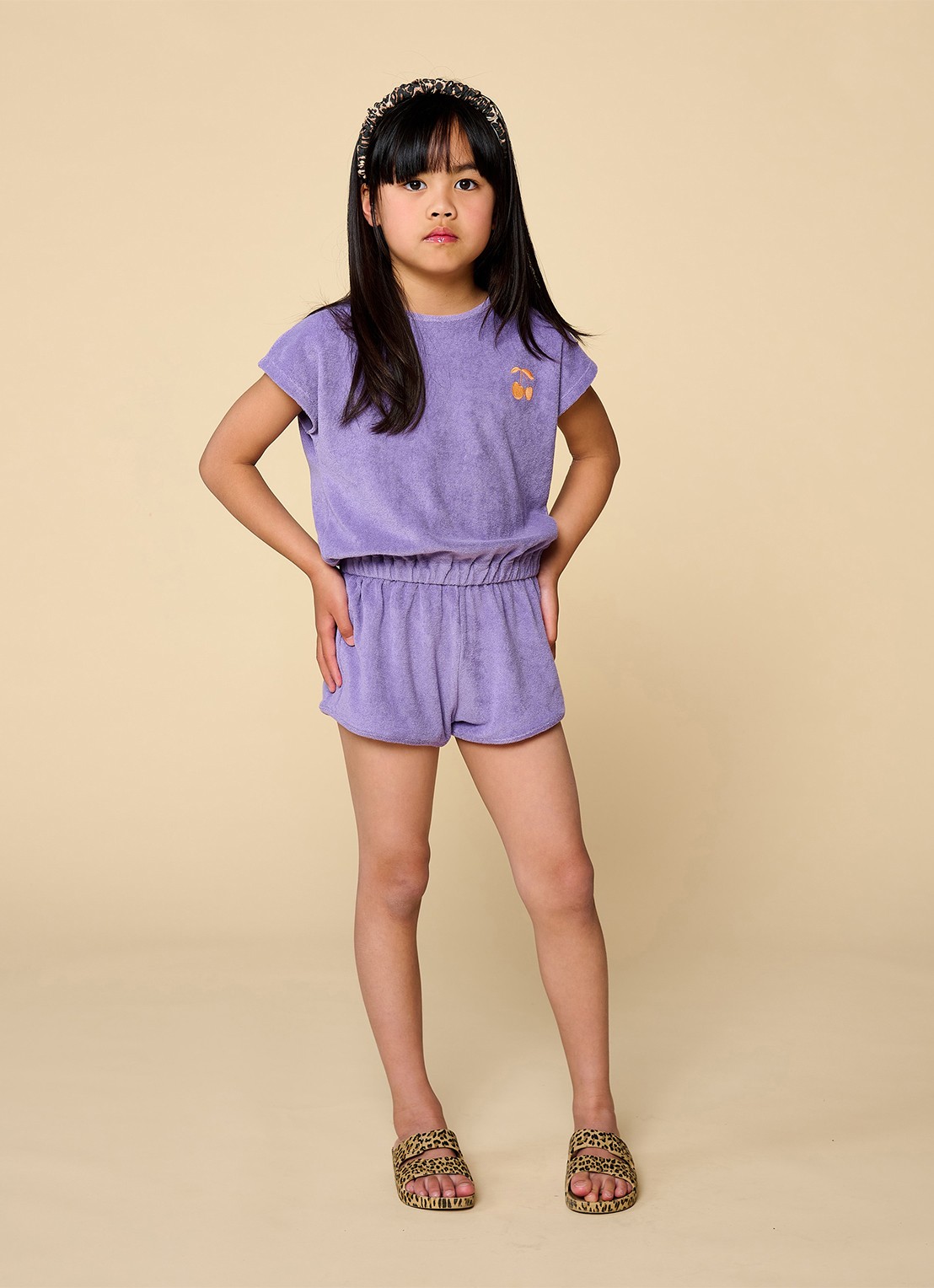 Petit Blush Playsuit van badstof - voorkant 3 lila