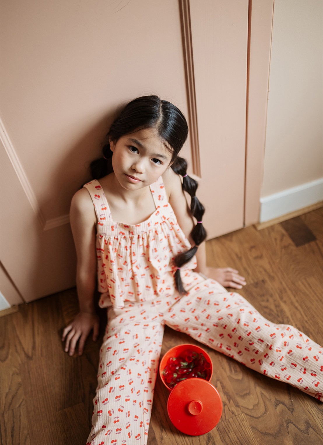 Petit Blush Summer tuniek met print - voorkant 4 zalmroze