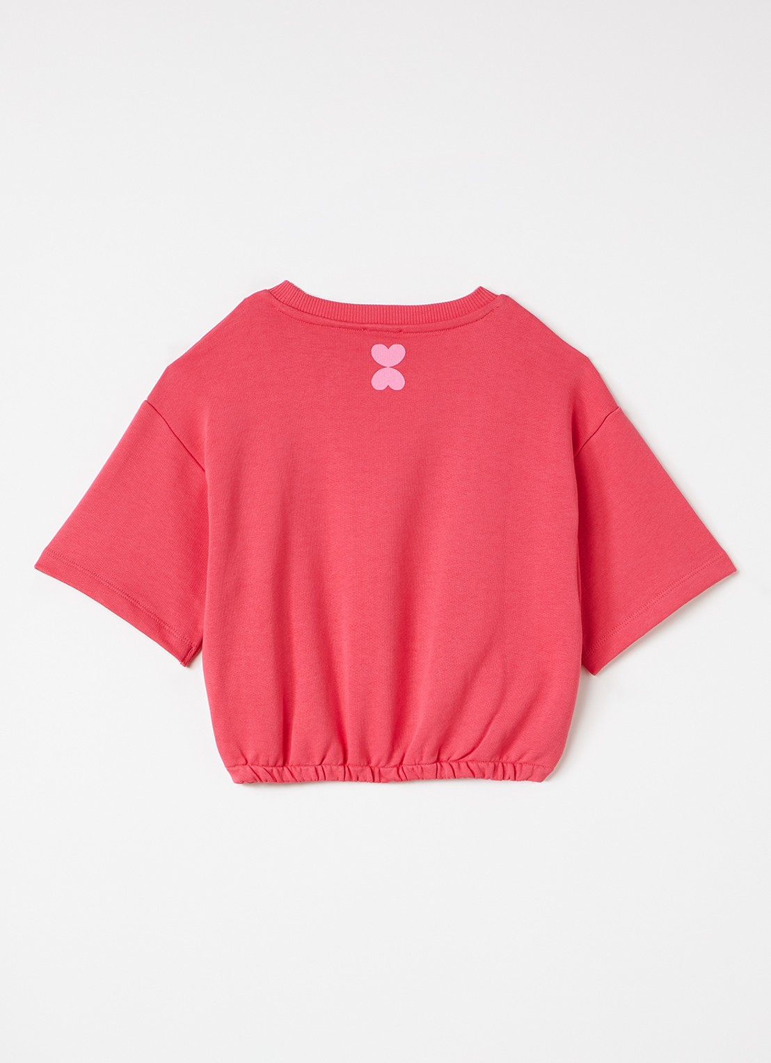 Petit Blush T-shirt met elastische band - achterkant koraalrood