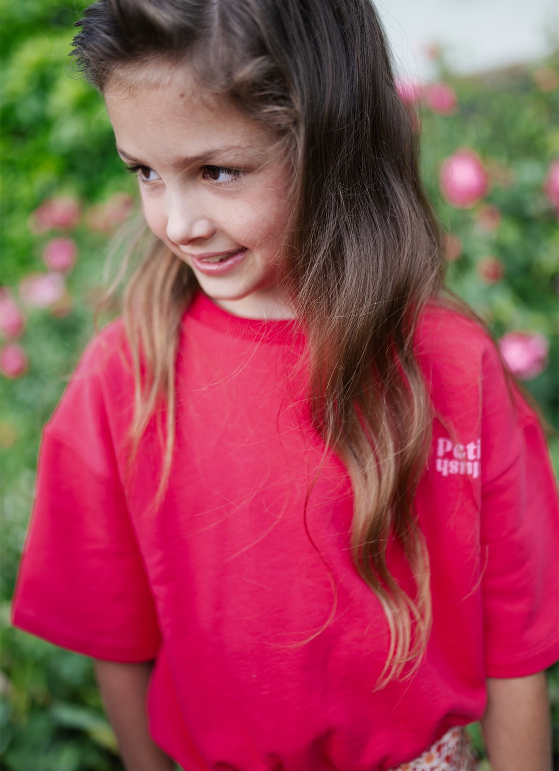 Petit Blush T-shirt met elastische band - detail 2 koraalrood