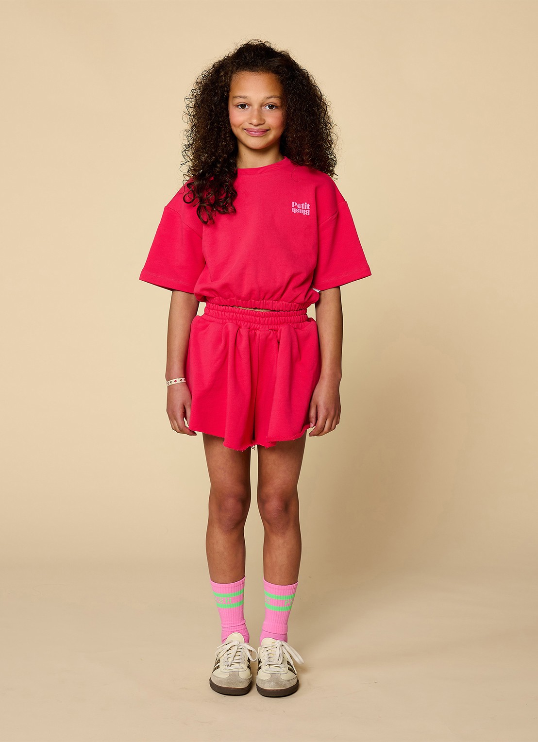 Petit Blush T-shirt met elastische band - detail 3 koraalrood