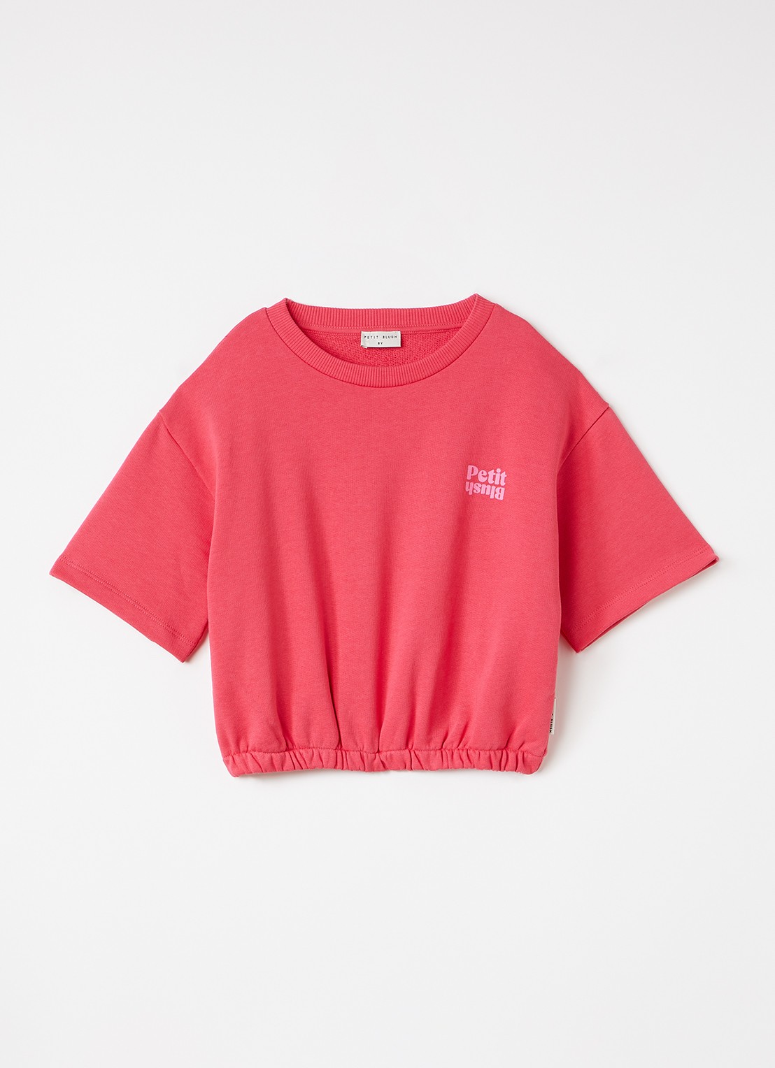 Petit Blush T-shirt met elastische band - voorkant 4 koraalrood