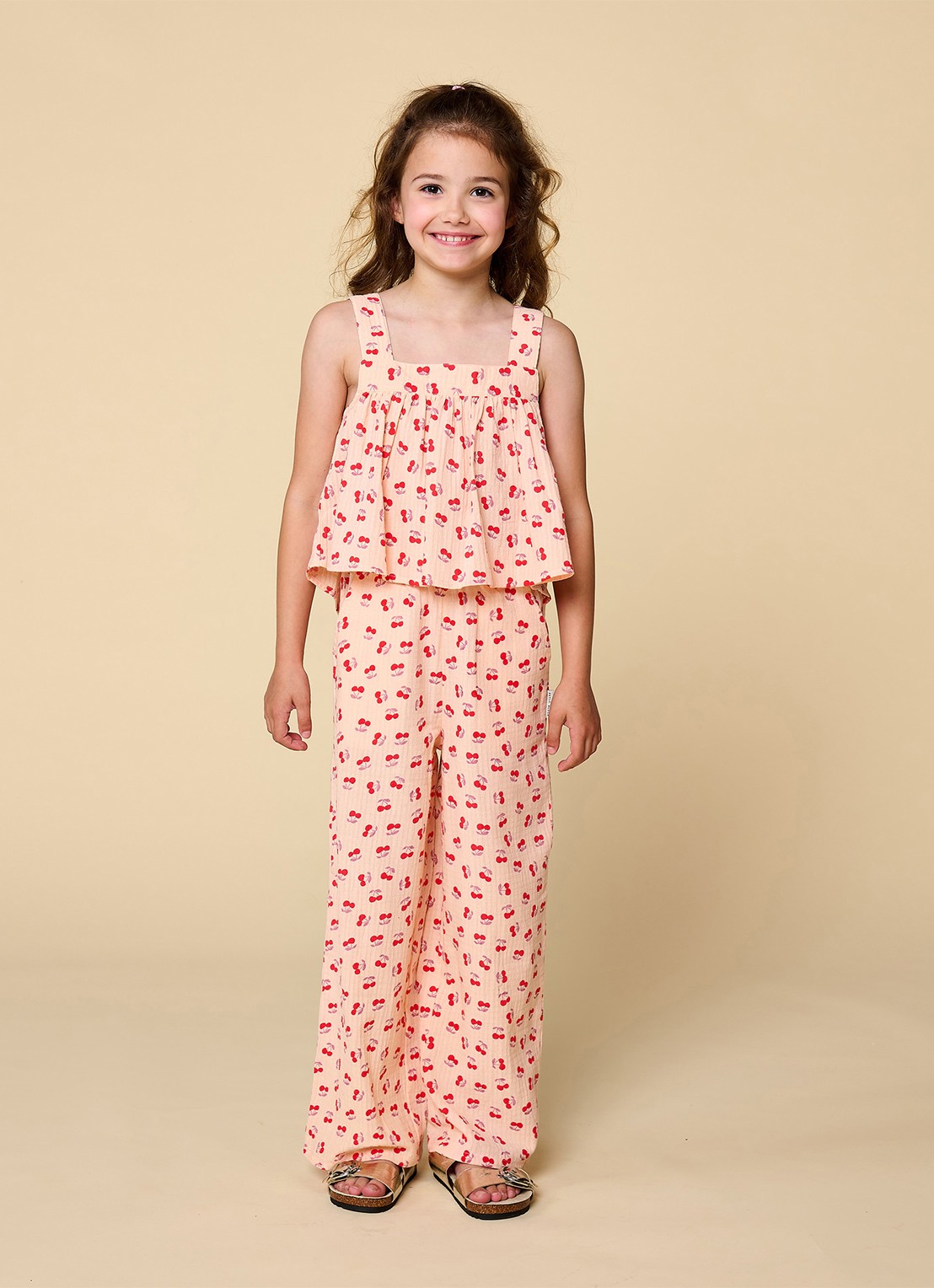 Petit Blush Wide fit pantalon met print - voorkant 4 kersenrood
