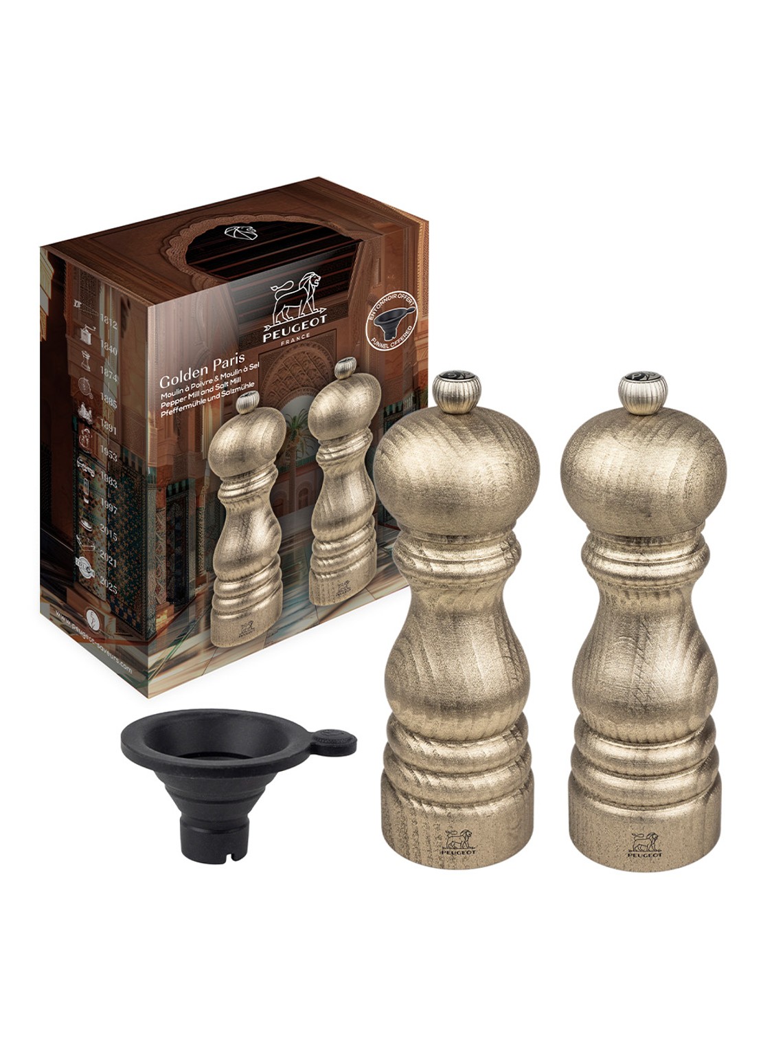 Peugeot Peper- en zoutmolen 18 cm - voorkant goud