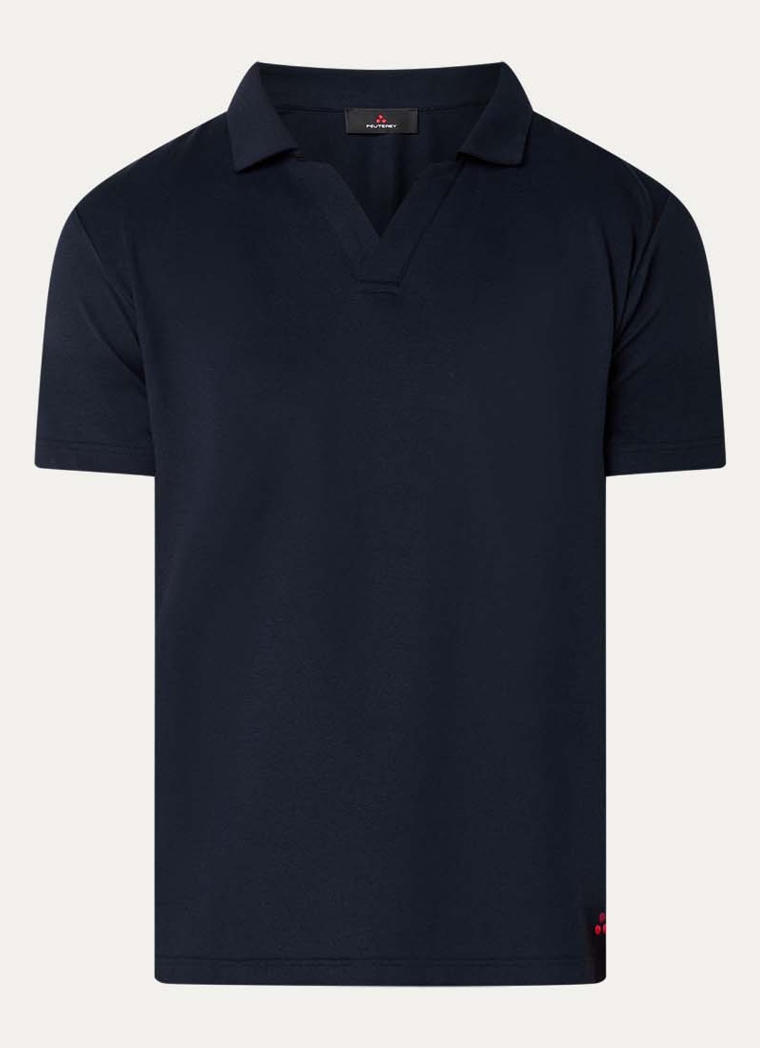 Peuterey Helgo regular fit polo in zijdeblend met logoborduring - voorkant 2 donkerblauw