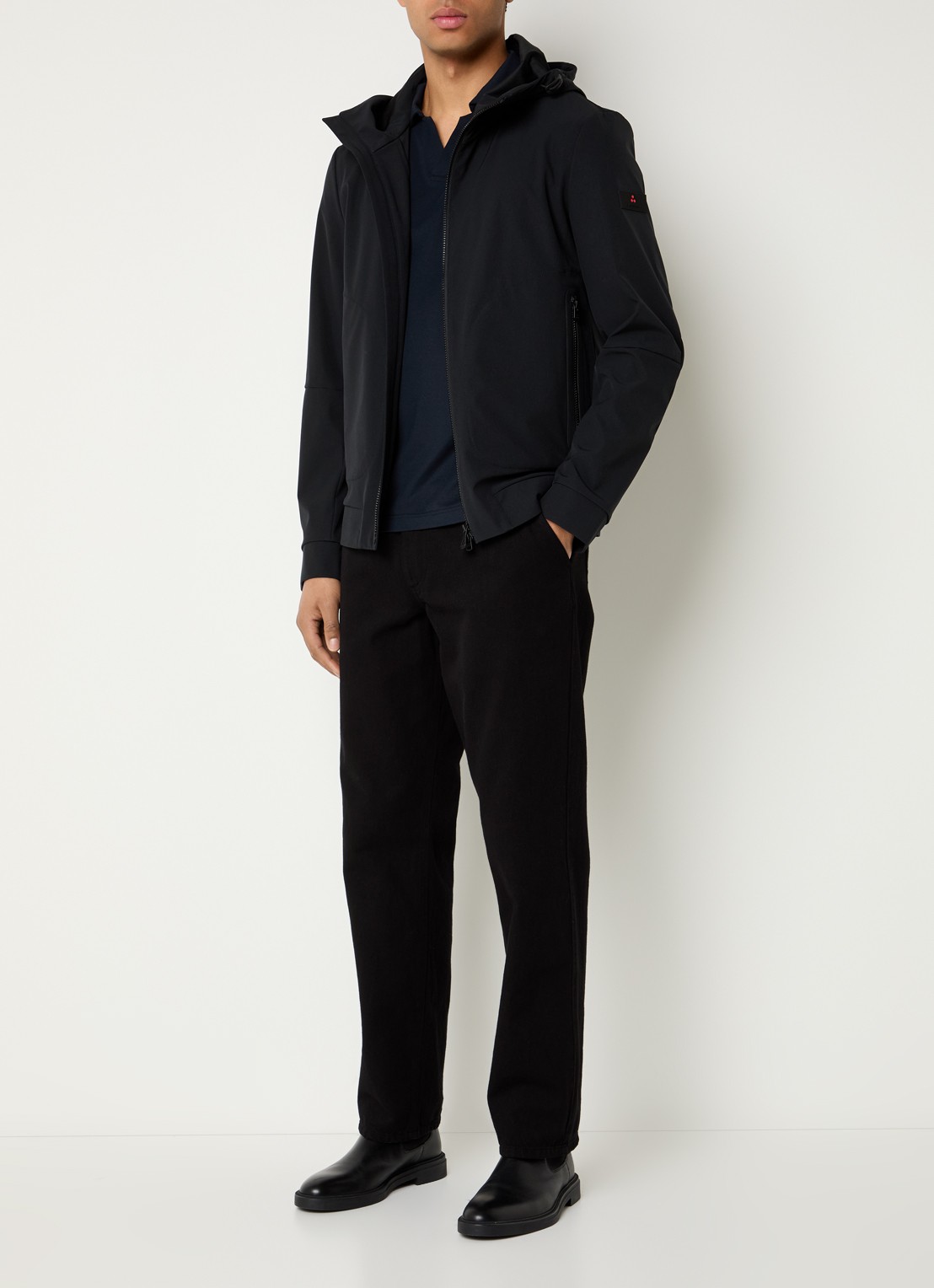 Peuterey Helgo softshell jack met capuchon - voorkant 2 zwart