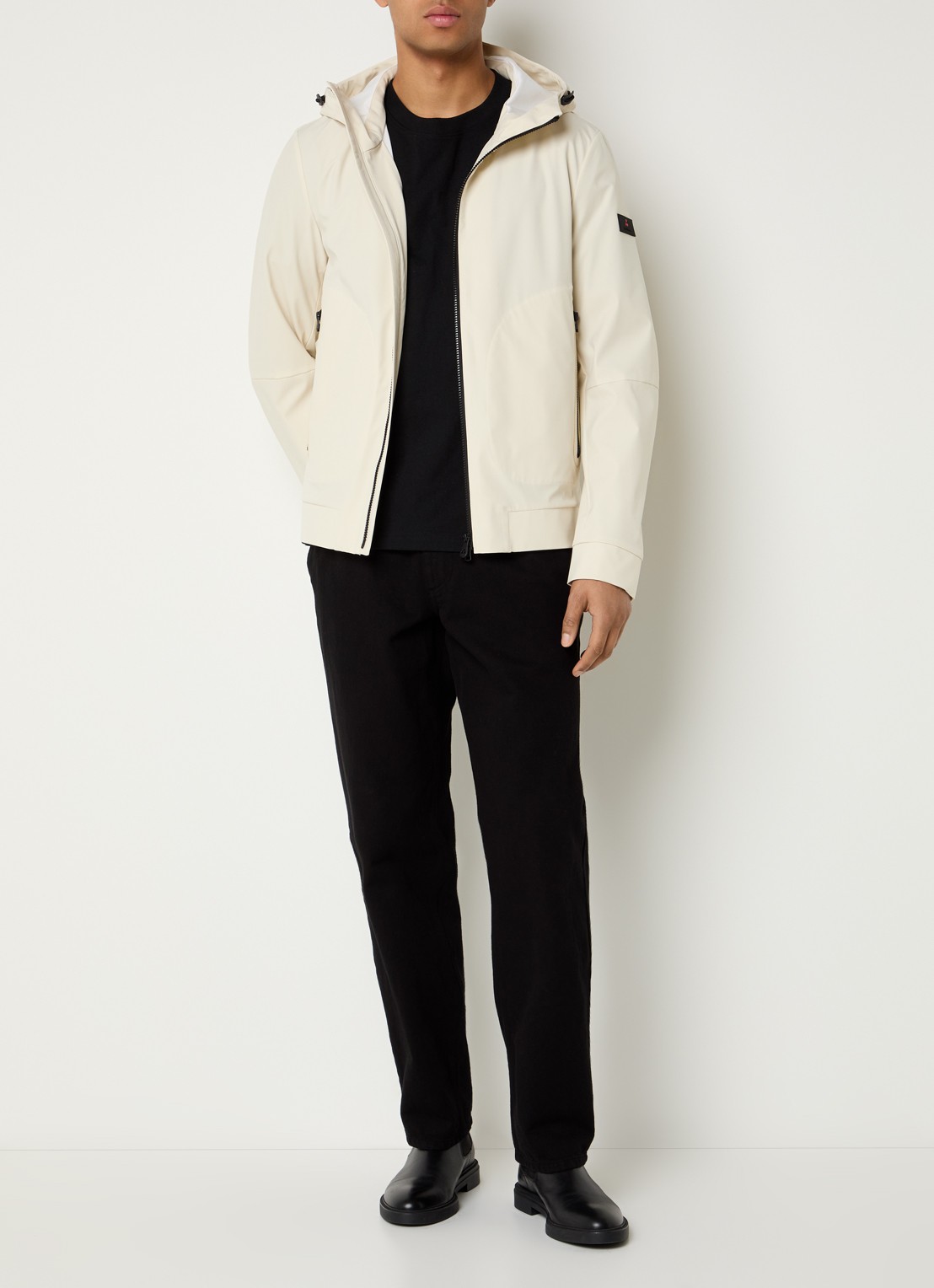 Peuterey Helgo softshell jack met capuchon - voorkant 3 beige