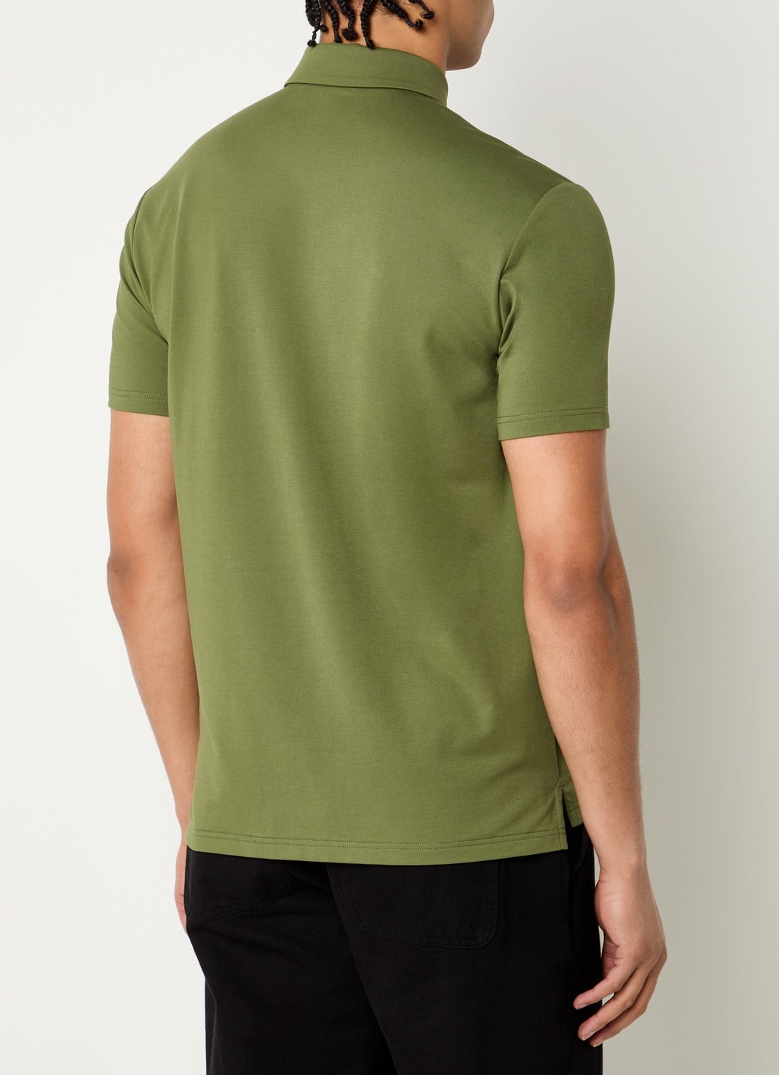 Peuterey Mezzola regular fit polo in zijdeblend met logoborduring - achterkant mosgroen