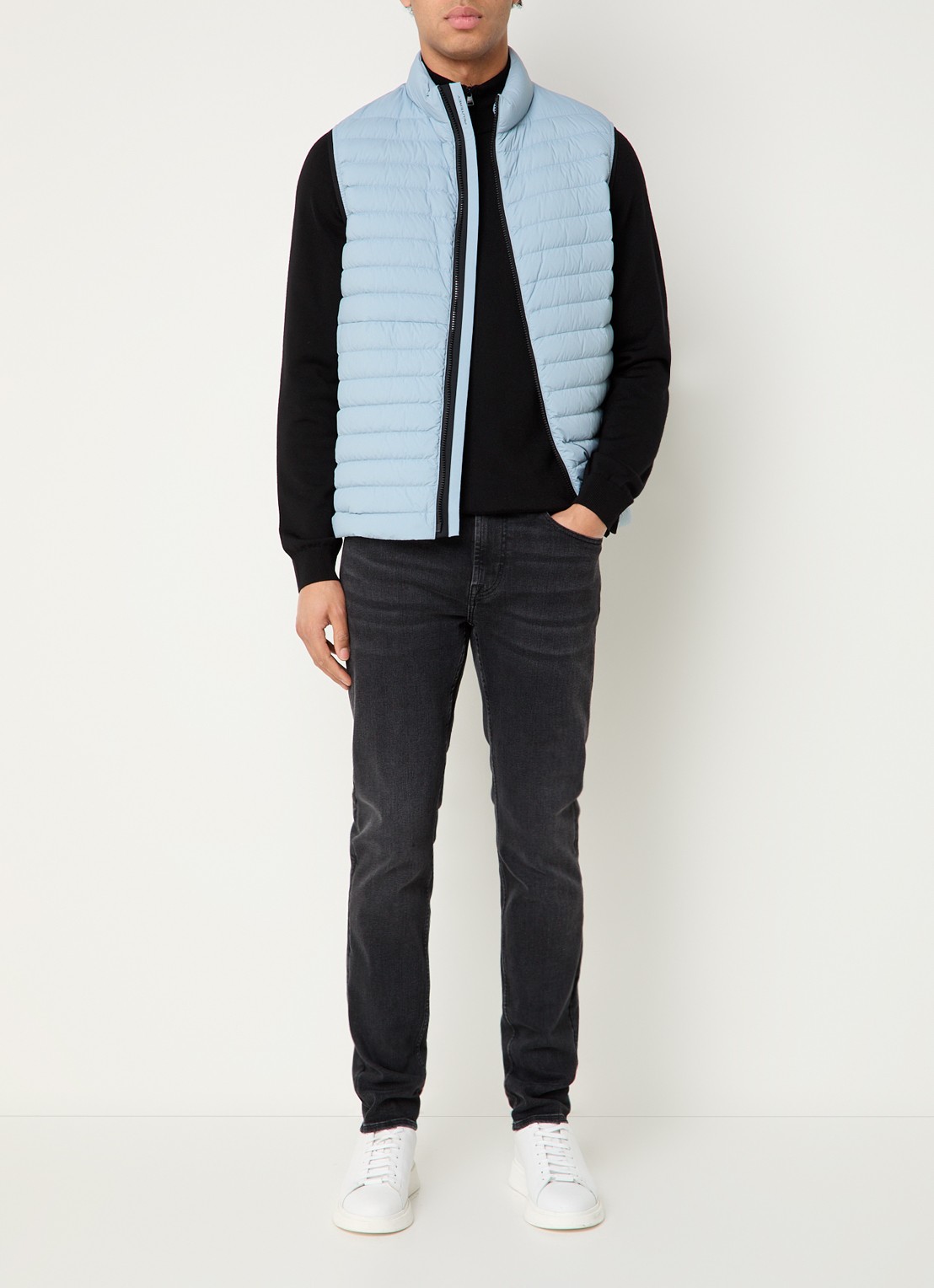 Peuterey Moise gewatteerde bodywarmer met donsvulling - voorkant 3 lichtblauw