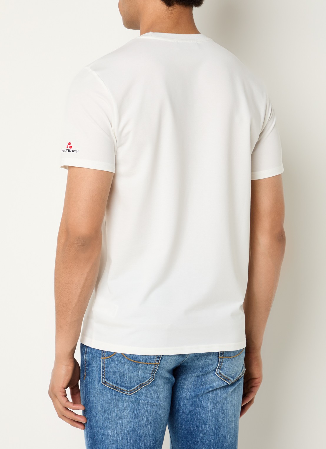 Peuterey Zole T-shirt met in zijdeblend - achterkant 3 gebroken wit