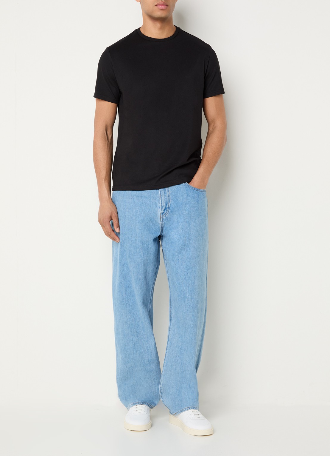Peuterey Zole T-shirt met in zijdeblend - voorkant 3 zwart