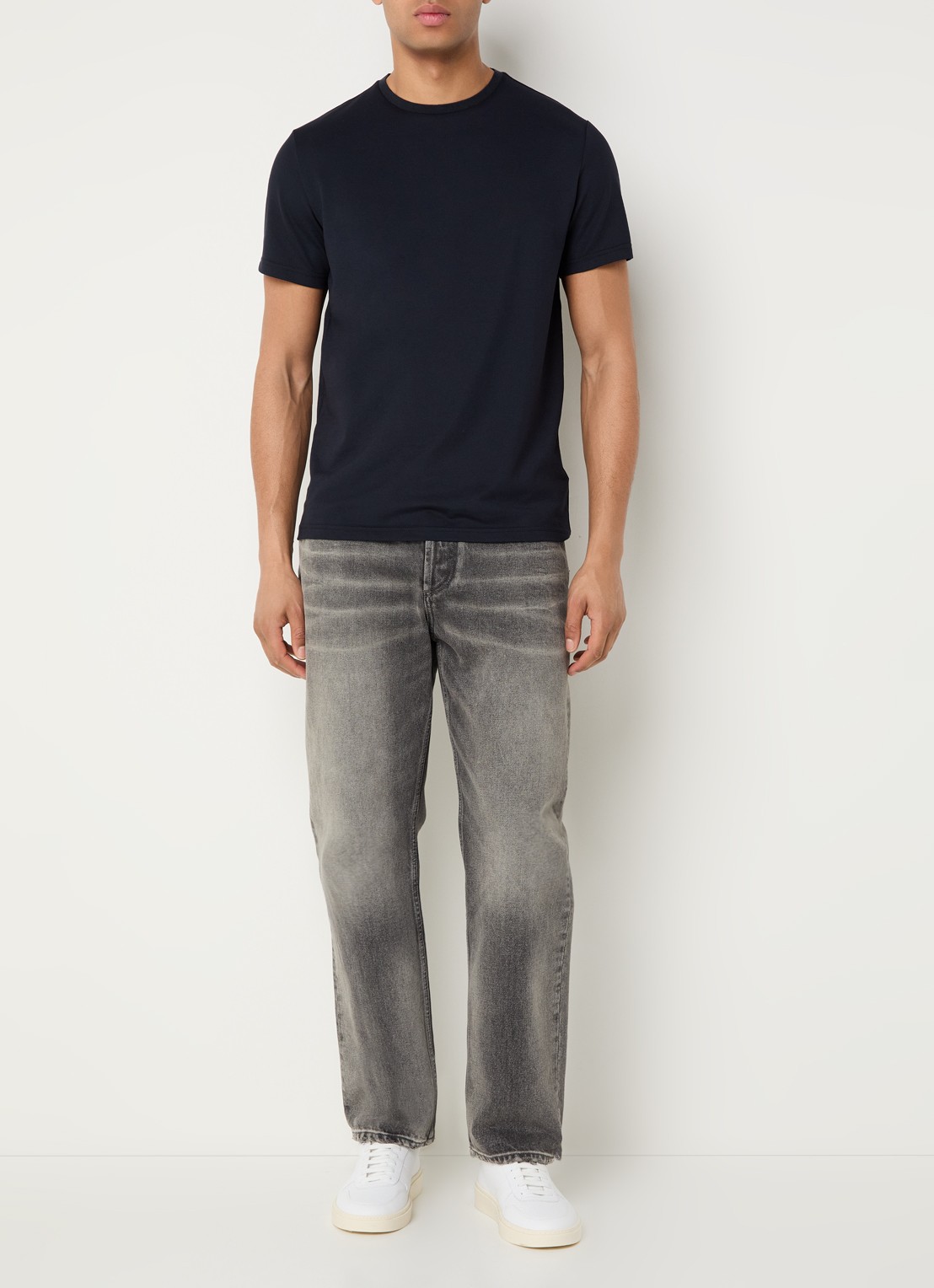 Peuterey Zole T-shirt met in zijdeblend - voorkant 2 donkerblauw