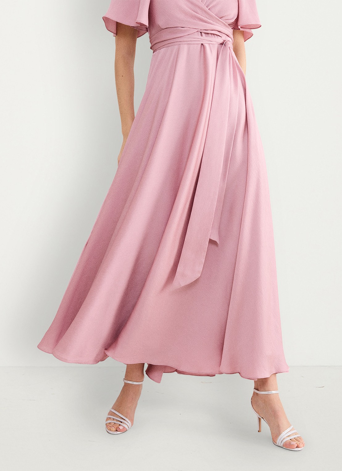 Phase Eight Abbie maxi jurk met strikceintuur - detail 4 oudroze