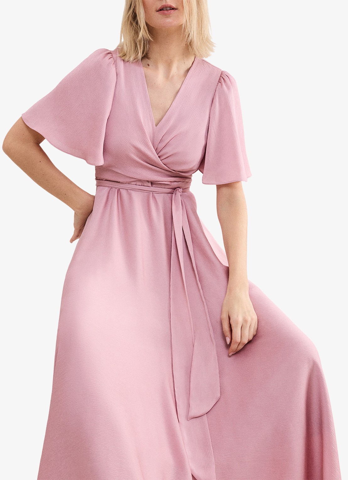 Phase Eight Abbie maxi jurk met strikceintuur - detail 5 oudroze