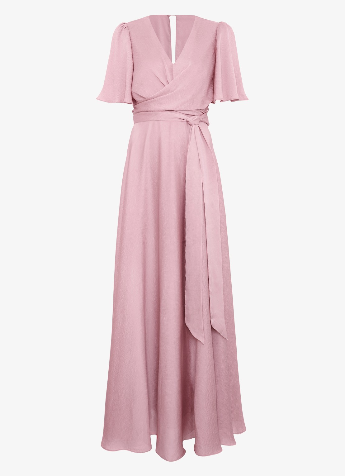 Phase Eight Abbie maxi jurk met strikceintuur - voorkant 7 oudroze