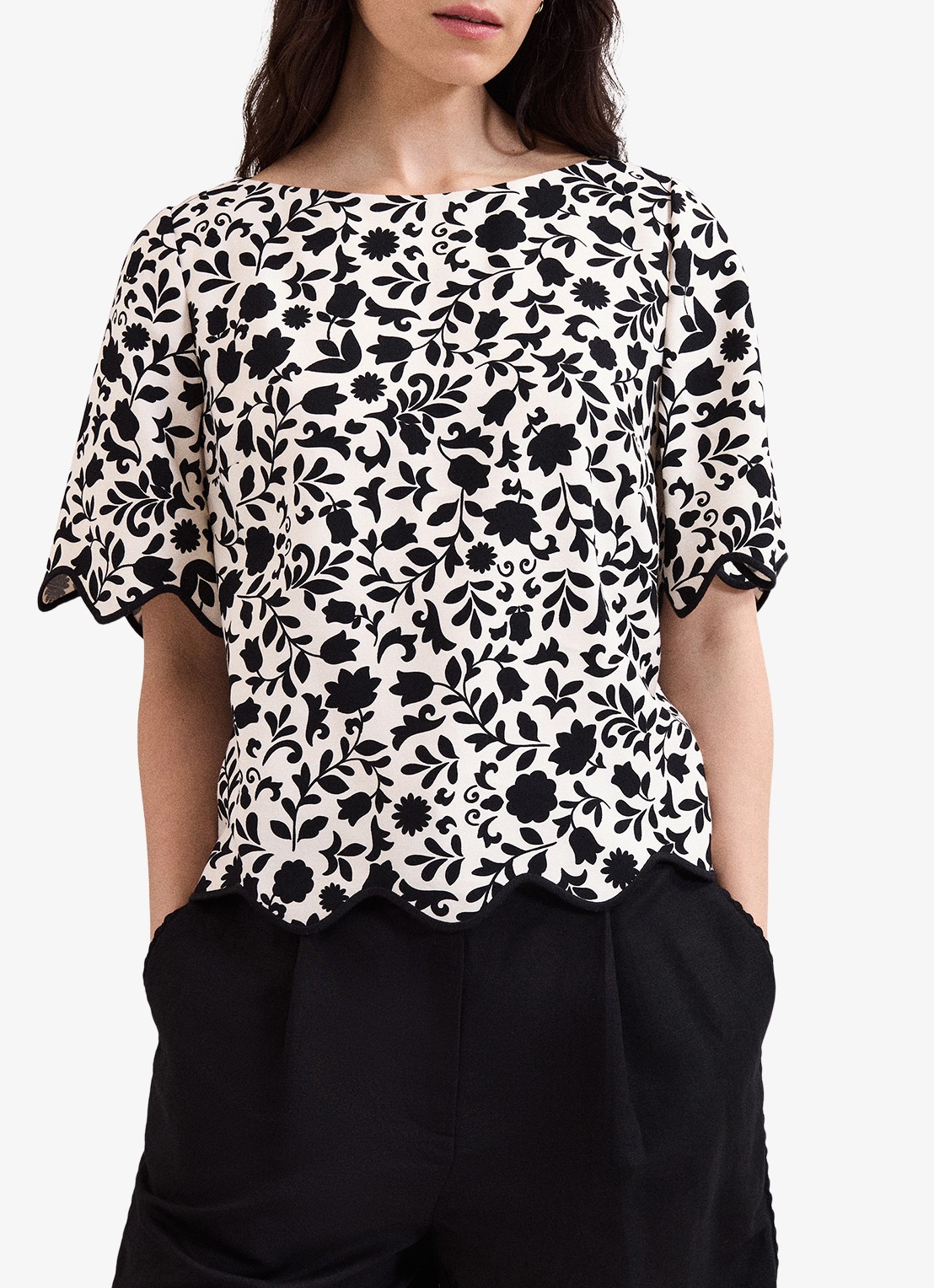 Phase Eight Abi tuniek me bloemenprint - detail 3 zwart
