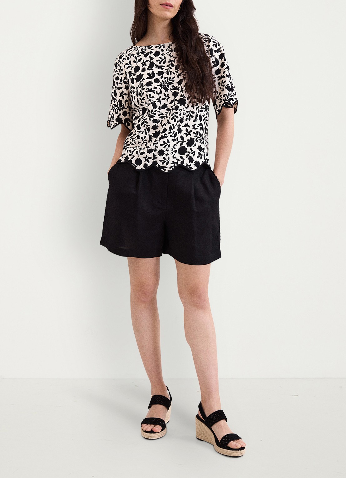 Phase Eight Abi tuniek me bloemenprint - voorkant 2 zwart